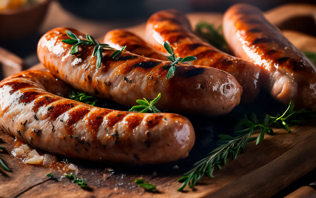 Sautéed German Sausages with Bacon and Apple